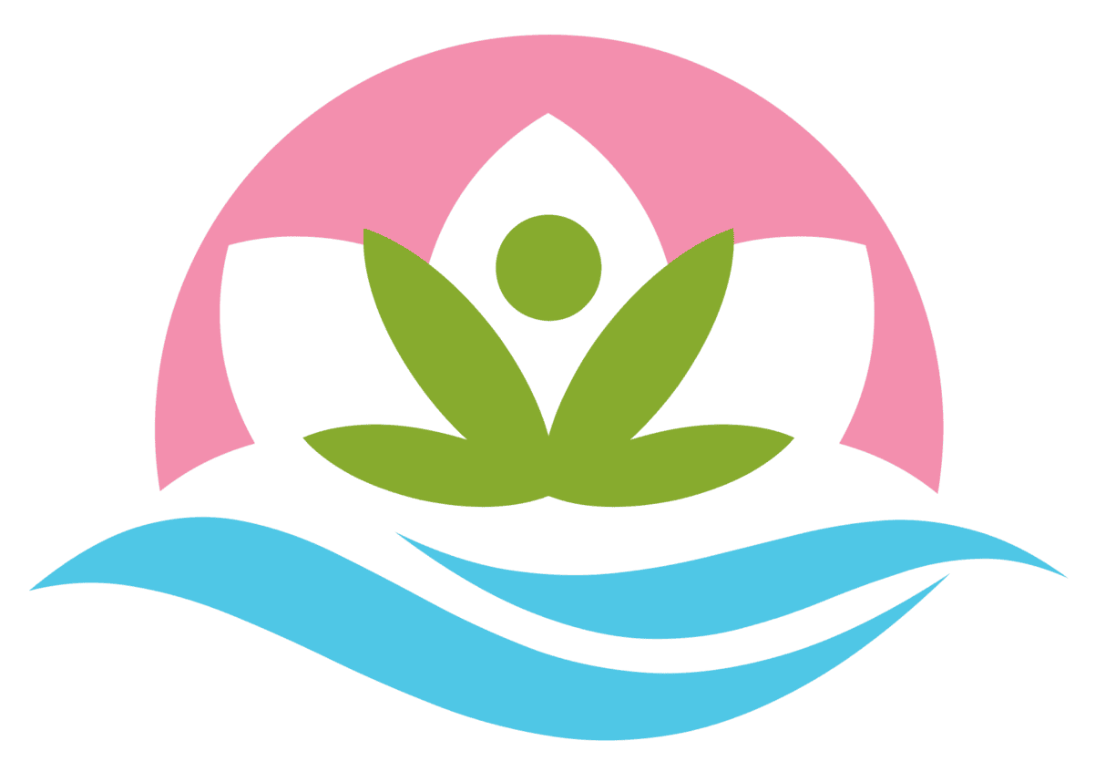 A logo of a person sitting in the middle of water.